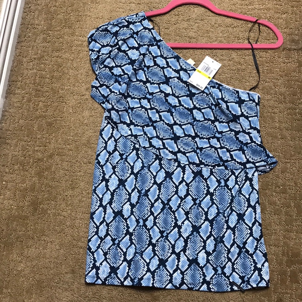 One shoulder MK python blouse